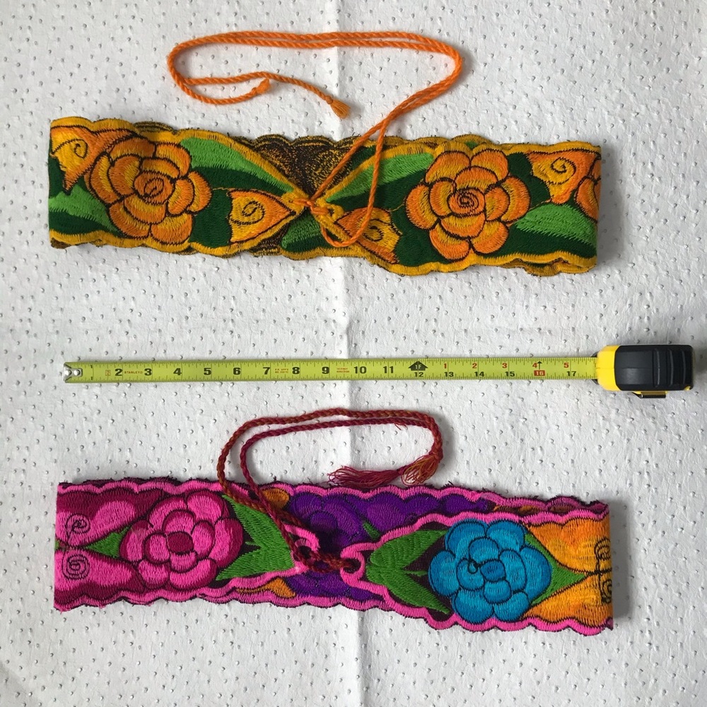 Mexican floral embroidered sash belt - Picture 4 of 5